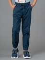 RED TAPE Boys Regular Fit Blue Cotton Blend Trousers