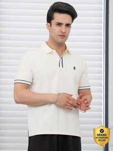 RED TAPE Solid Men Polo Neck Beige