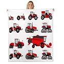 Red Tractor Sherpa Blanket Heavy Equipment Fleece