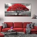 Red Wall Art - Modern Framed Wall Art for Living Room - Large Red Tree Black and White Landscape Canvas Prints - Posters &amp; Prints for Home Office Bedroom Decorations - Large Wall Pictures 29×58IN