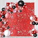 Red Wedding Backdrop 6ftx4ft Christmas Sequin Backdrop Shimmer Wall Backdrop for Halloween Party Decor Photography Wedding Party Wall Panel