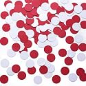MOWO Red and White Paper Confetti Table Decoration, 1.2'', 200pc
