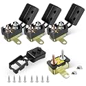 RED WOLF (20A 4PCS) DC 12V-24V Automatic Reset Circuit Breaker #10-32 Stud Bolt Type Circuit Breaker with Metal Fuse Housing Pre-Trimmed Cover Reusable for Boat Marine Trolling Motor RV Battery System