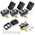 RED WOLF (50A 4PCS) DC 12V-24V Automatic Reset Circuit Breaker #10-32 Stud Bolt Type Circuit Breaker with Metal Fuse Housing Pre-Trimmed Cover Reusable for Boat Marine Trolling Motor RV Battery System