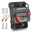 RED WOLF 80A Amp Circuit Breaker Fuse W/6 Gauge Battery Ring Terminal Connector for Trolling Motor Marine Boat ATV Yacht Car Stereo Audio Battery Solar System with Manual Reset Switcher Waterproof