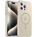 Red2Fire Magnetic for iPhone 15 Pro Case,Upgraded Full Camera Protection,Compatible with Magsafe,Shockproof Protective Translucent Matte Phone Case for iPhone 15 Pro - Grey