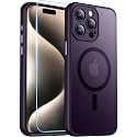 Red2Fire Magnetic for iPhone 15 Pro Case,Upgraded Full Camera Protection,Compatible with Magsafe,Shockproof Protective Translucent Matte Phone Case for iPhone 15 Pro - Deep Purple