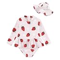 Redair Toddler Girls One Piece Swimsuit Long Sleeve Bathing Suit with Hat UPF 50+ Sun Protection 1-5T