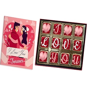 redbakersin i love you 12 chocolate gift box amp greeting card combolov4ever 180 gram
