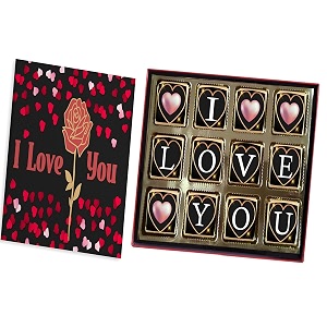 redbakersin i love you 12 chocolate gift box amp greeting card combo ownmyheart 180 gram