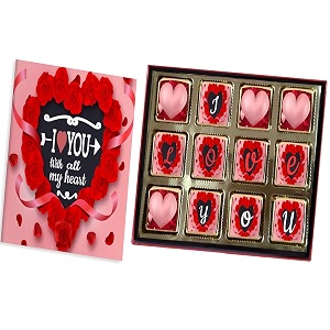 redbakersin i love you 12 chocolate gift box amp greeting card combo 180 grams inlovewdu