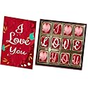 Redbakers.in I Love You 12 Chocolate Gift Box &amp; Greeting Card Combo (Red, 180 gram)