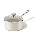 Redchef Ceramic Sauce Pan with Lid, 2.5QT Nonstick Saucepan, Beige White