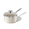 Redchef Small Saucepan with Lid, 1.8QT Ceramic Sauce Pan, Beige White