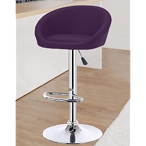 redefine crystal creek bling modern hexa pu leather adjustable swivel bar stools with back set of 1 armless hydraulic kitchen counter height bar chair for cafeteria dining pubs purple