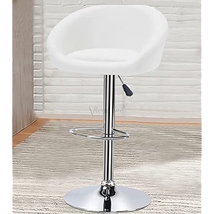 redefine crystal creek bling modern hexa pu leather adjustable swivel bar stools with back set of 1 armless hydraulic kitchen counter height bar chair for cafeteria dining pubs white