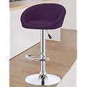 Redefine Crystal Creek® Bling Modern Hexa PU Leather Adjustable Swivel Bar Stools with Back, Set of 1, Armless Hydraulic Kitchen Counter Height Bar Chair for Cafeteria Dining Pubs (Purple)