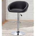 Redefine Crystal Creek® Bling Modern Hexa PU Leather Adjustable Swivel Bar Stools with Back, Set of 1, Armless Hydraulic Kitchen Counter Height Bar Chair for Cafeteria Dining Pubs (Black)