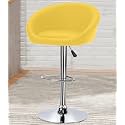 Redefine Crystal Creek® Bling Modern Hexa PU Leather Adjustable Swivel Bar Stools with Back, Set of 1, Armless Hydraulic Kitchen Counter Height Bar Chair for Cafeteria Dining Pubs (Yellow)