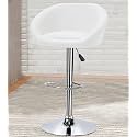 Redefine Crystal Creek® Bling Modern Hexa PU Leather Adjustable Swivel Bar Stools with Back, Set of 1, Armless Hydraulic Kitchen Counter Height Bar Chair for Cafeteria Dining Pubs (White)
