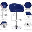 Redefine Crystal Creek® Bling Modern Hexa PU Leather Adjustable Swivel Bar Stools with Back, Set of 1, Armless Hydraulic Kitchen Counter Height Bar Chair for Cafeteria Dining Pubs (Blue)