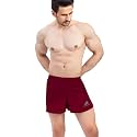 Redesign Men Ultra Running Marathon Split Shorts with Inner Mesh Liner (Medium, Maroon)
