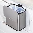 RedFactor Stainless Steel Hanging Food Waste Caddy with Filter Lid – 5L Odour-Free Kitchen Compost Bin for Cabinet Door, Under Sink or Worktop (Metallic Grey)