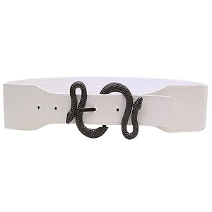 redhorns snake buckle design elastic fabric waist belt for women dresses stretchy wide ladies belt for saree girls jeans - free size ld125