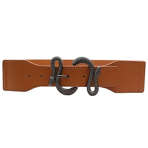 redhorns snake buckle design elastic fabric waist belt for women dresses stretchy wide ladies belt for saree girls jeans - free size ld125