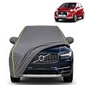 Redi-Go 100% Waterproof Car Cover | Dustproof Sun Protection Cover | Soft Cotton Lining | Triple Stitched | Mirror Pocket | Antenna Pocket | All Weather Body Cover (Grey with Yellow Piping)