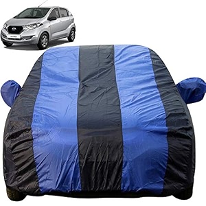 redi go dustproof car cover with mirror pockets royal blue stripes taffeta polystertriple stitched compatible with nissan redi go car cover 2016 to 2020 redi go car accessories