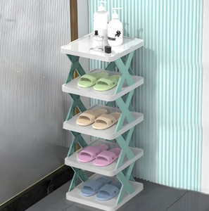 redkart adjustable 5 layer shoe rack for home collapsible corner tower for shoes  book plastic collapsible shoe stand glossy 5 shelves pre-assembled