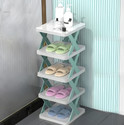Redkart Adjustable 5 Layer Shoe Rack for Home, Collapsible Corner Tower for Shoes & Book Plastic Collapsible Shoe Stand (Glossy, 5 Shelves, Pre-assembled)