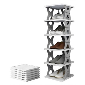 redkart adjustable 6 layer shoe rack for home collapsible stand  book plastic stand plastic collapsible shoe stand gray 6 shelves pre-assembled