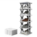 Redkart Adjustable 6 Layer Shoe Rack for Home, Collapsible Stand & Book Plastic Stand Plastic Collapsible Shoe Stand (Gray, 6 Shelves, Pre-assembled)