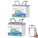 Redodo 12V 100Ah LiFePO4 Bluetooth Group 24 Battery for Marine, RVs -2 Pack