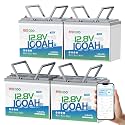 Redodo 12V 100Ah LiFePO4 Group 24 Bluetooth Battery for Marine, RVs -4 Pack