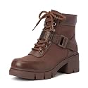 REDTOP Women's Combat Boots Chunky Lug Sole Lace-Up Casual Ankle Boots