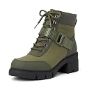 REDTOP Women's Combat Boots Chunky Lug Sole Lace-Up Casual Ankle Boots