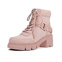 REDTOP Women's Combat Boots Chunky Lug Sole Lace-Up Casual Ankle Boots