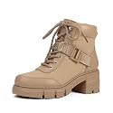REDTOP Women's Combat Boots Chunky Lug Sole Lace-Up Casual Ankle Boots