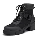REDTOP Women's Combat Boots Chunky Lug Sole Lace-Up Casual Ankle Boots