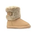 REDVOLUTION Kids Boots Toddler Girls Cute Butterfly Bow | PomPom PU leather Boot (Toddler/Small Kid)