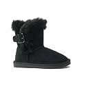 REDVOLUTION Kids Boots Toddler Girls Cute Butterfly Bow | PomPom PU leather Boot (Toddler/Small Kid)