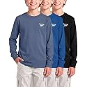 Reebok 3 Pack Boys Long Sleeve Athletic Shirts Tshirts Tees Cotton Kids Youth Teen
