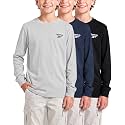 Reebok 3 Pack Boys Long Sleeve Athletic Shirts Tshirts Tees Cotton Kids Youth Teen