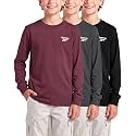 Reebok 3 Pack Boys Long Sleeve Athletic Shirts Tshirts Tees Cotton Kids Youth Teen