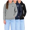 Reebok 3 Pack Girls Fleece Pullover Hoodie Hooded Sweatshirt Kids Teen