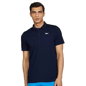 Reebok Mens Solid Regular Fit Polo Shirts