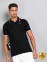 REEBOK Solid Men Polo Neck Black T-Shirt